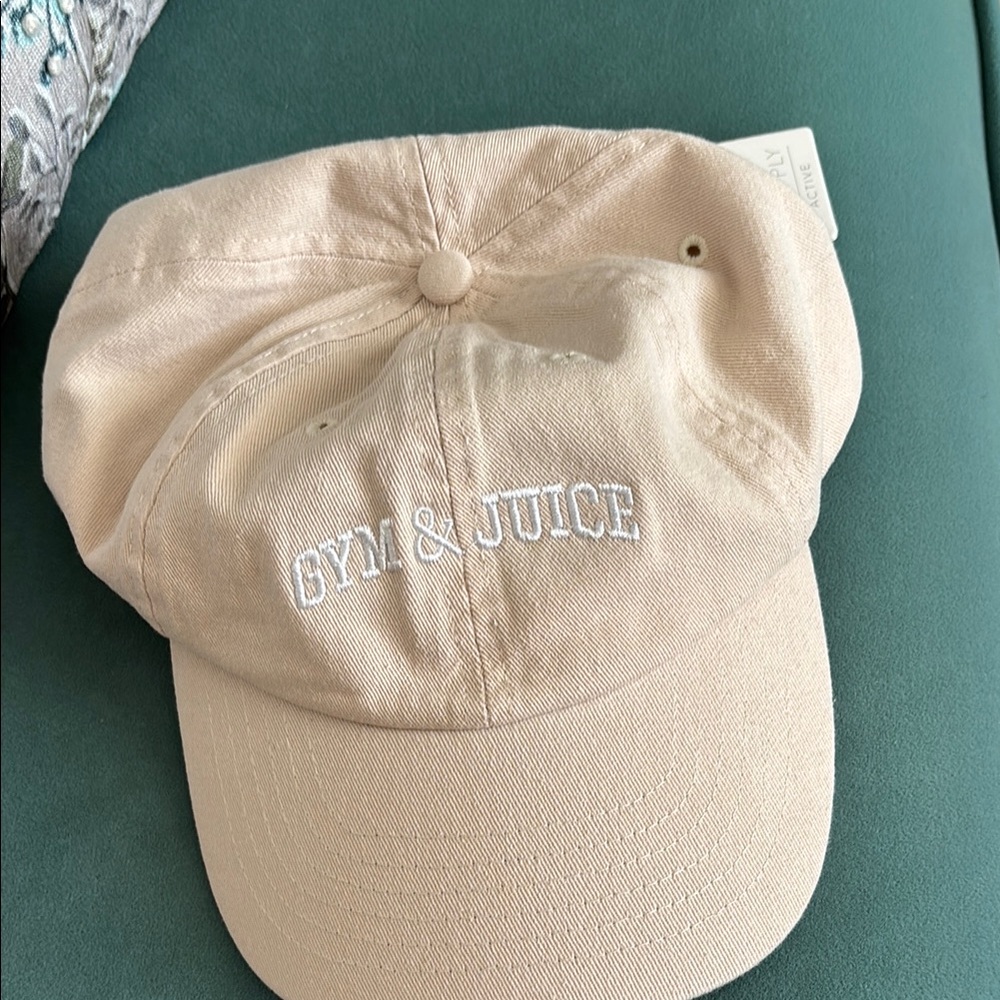 Tan 'Gym & Juice' Baseball Cap